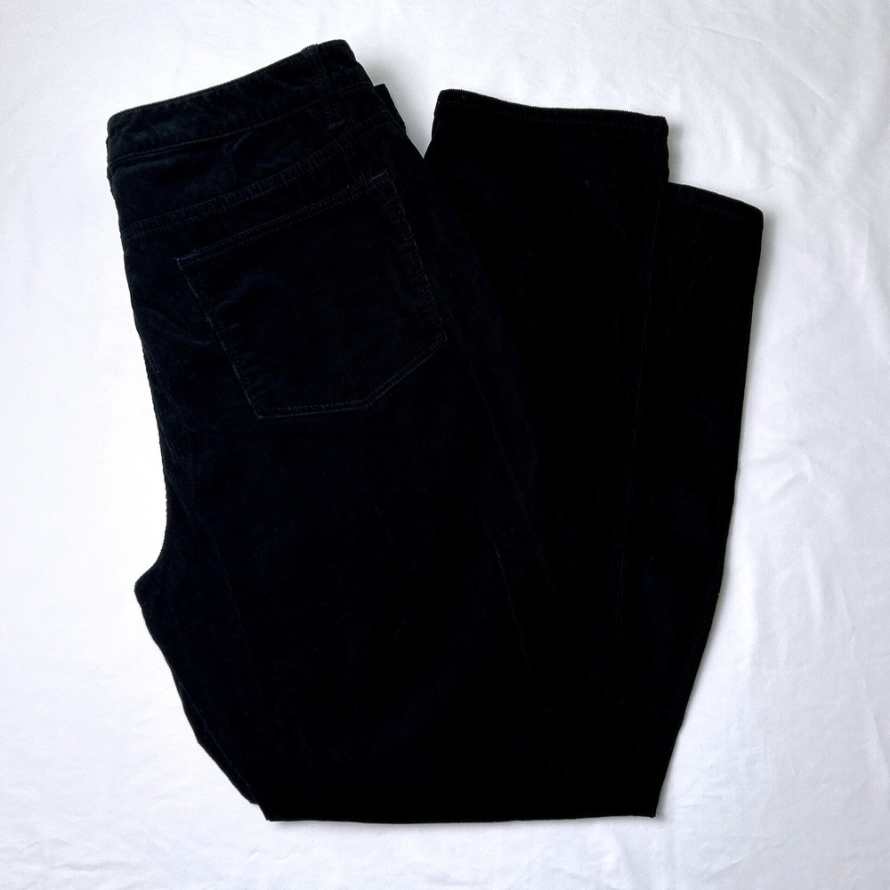 Talbots Womens High Waist Straight Leg Corduroy Jeans Size 12P Black